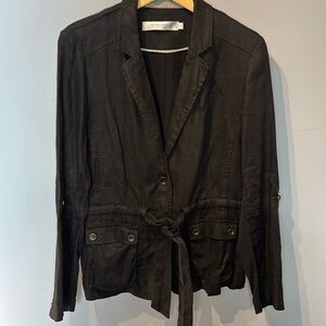 Simons Contemporaine Black Linen Blazer with Stretchy Back Cotton